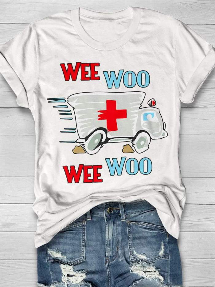 Wee Woo Ambulance Print Short Sleeve T-shirt