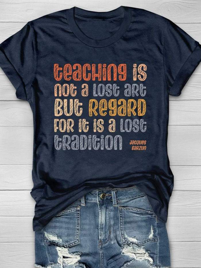 Teaching Quote Print Short Sleeve T-shirt