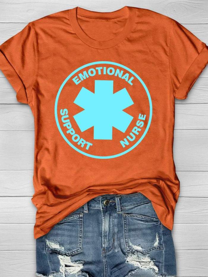 Emotional Support Nurse Print Short Sleeve T-shirt