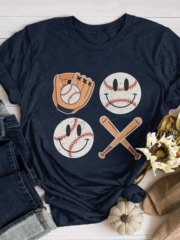 XOXO Baseball Print Short Sleeve T-shirt