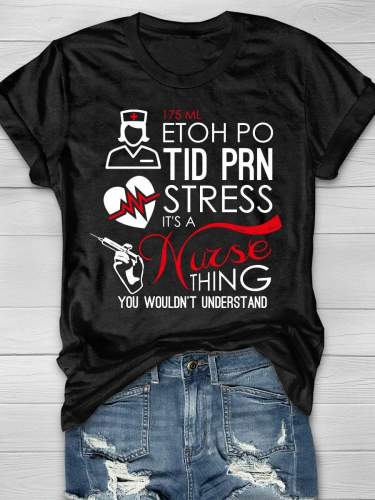 Funny Nurse Print Short Sleeve T-shirt