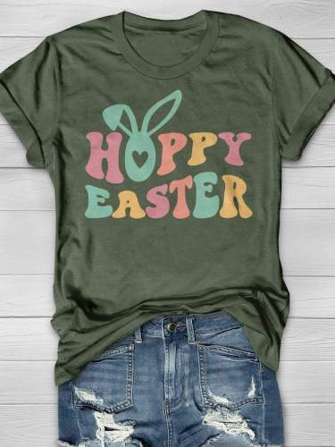 Hoppy Easter Print Short Sleeve T-shirt