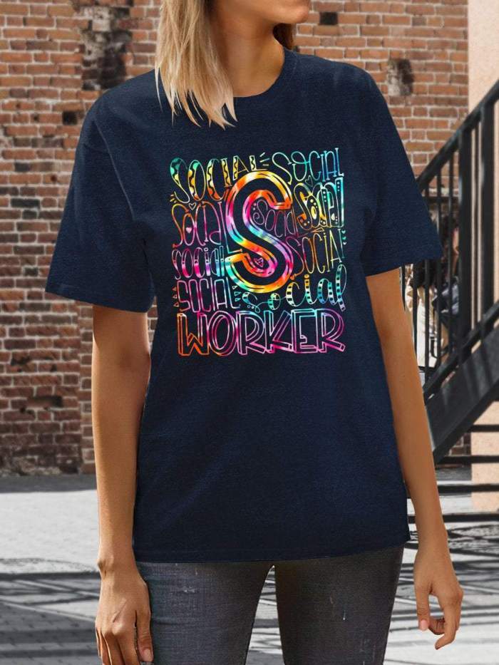 Social Worker Print Short Sleeve T-shirt