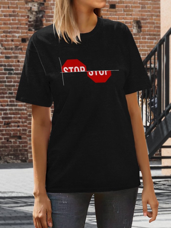 Stop Sine Funny Math Print Short Sleeve T-shirt