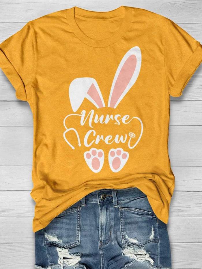 Happy Easter Nurse Crew Print Short Sleeve T-shirt