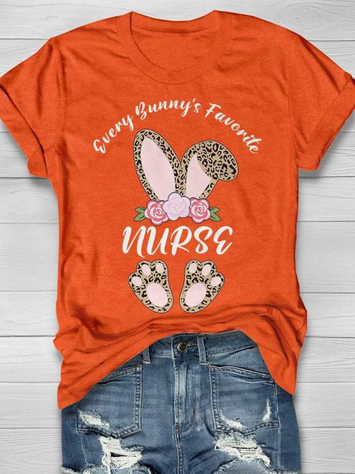 Every Bunny's Favorite Nurse Print Short Sleeve T-shirt