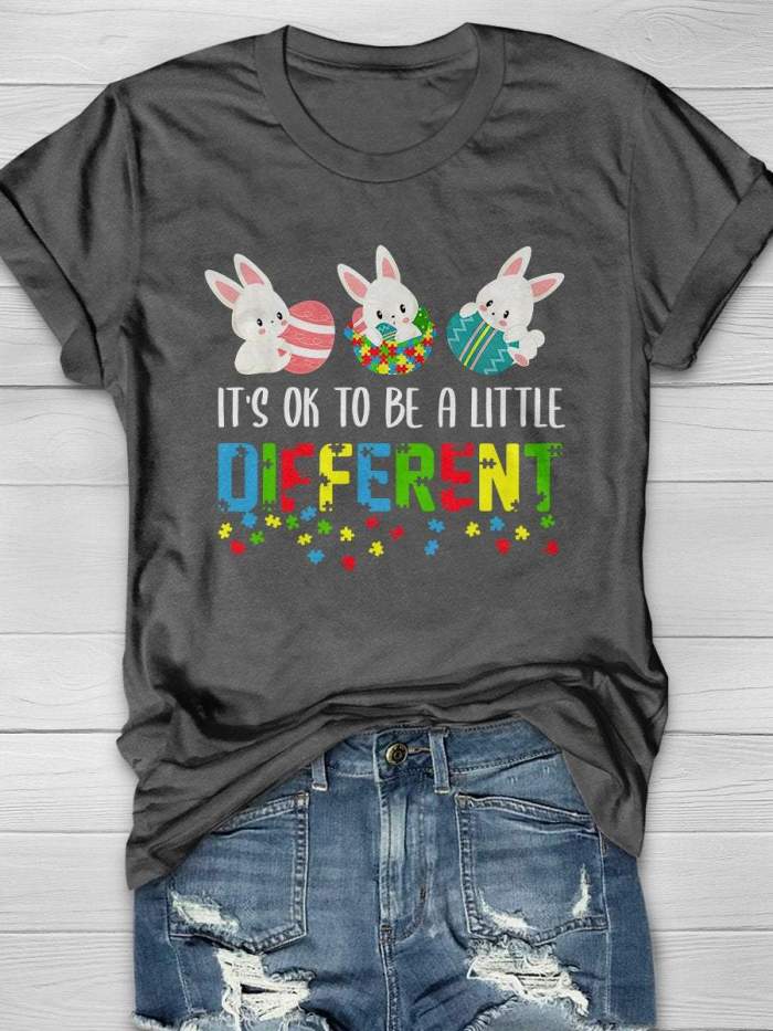 Easter Autism Ok To Be Different Print Short Sleeve T-shirt