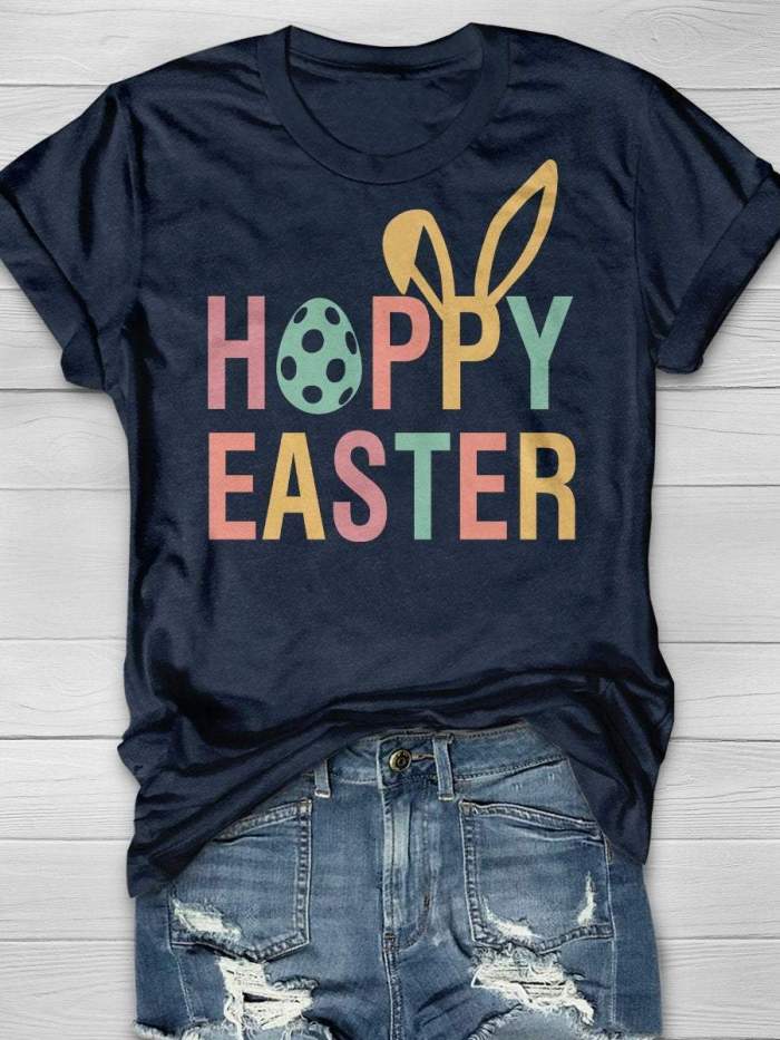 Hoppy Easter Print Short Sleeve T-shirt