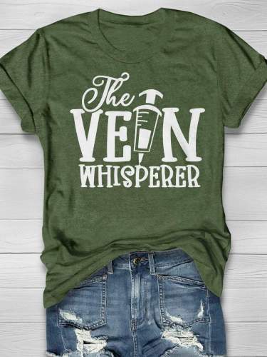 Vein Whisperer Nurse Print Short Sleeve T-shirt