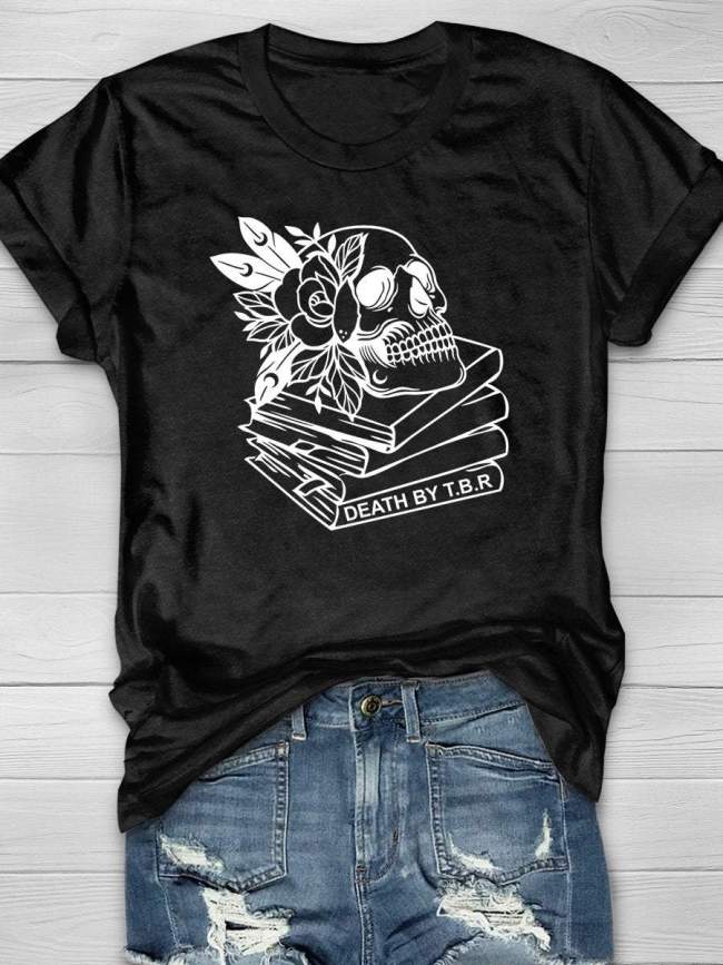 Read Books Death By T.B.R Print Short Sleeve T-shirt