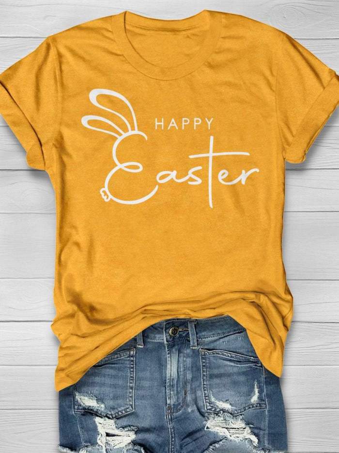 Happy Easter Peeps Print Short Sleeve T-shirt