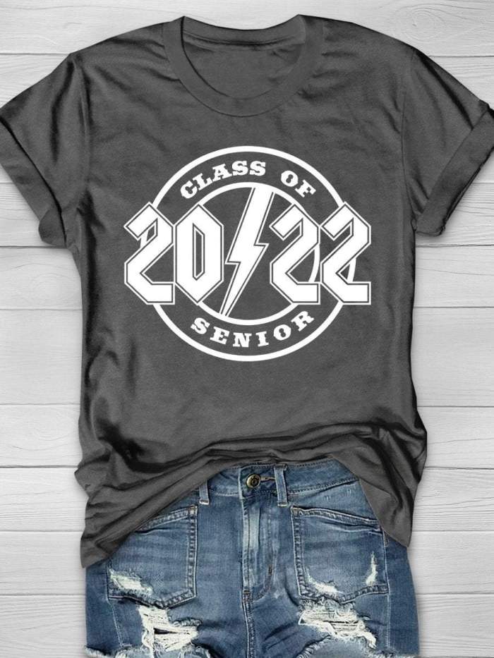 2022 Class Of Senior Print Short Sleeve T-shirt