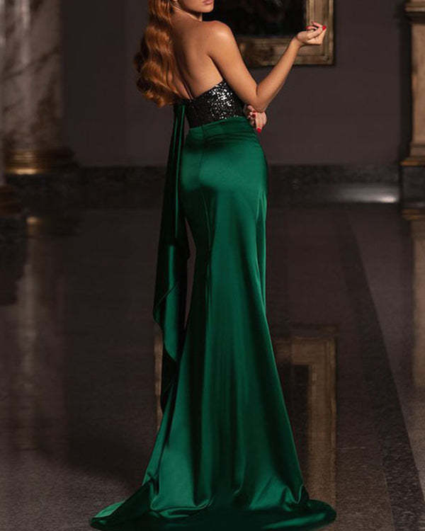 Women's Elegant Sexy Asymmetric Pleated Slit Dress S-2XL