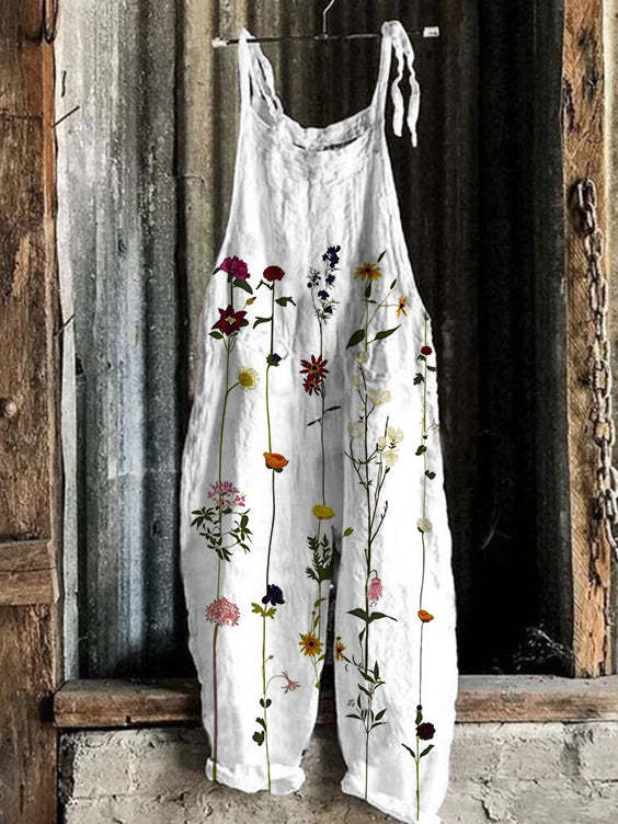 2022 Hot Sale 🔥Women Fashion Art Work Aesthetic Floral Linen Jumpsuits