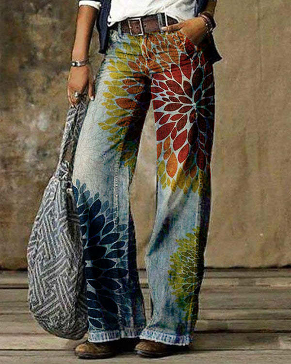 Abstract Flower Pants