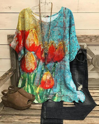 Women's Floral  Loose Top