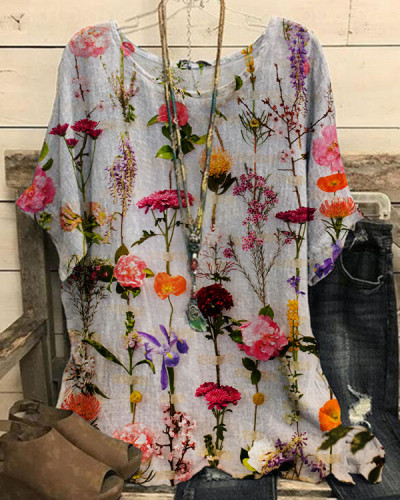 Women's Floral  Print Loose Top