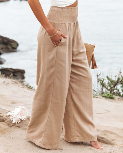 Casual Wide Leg Cotton and Linen Loose Pants