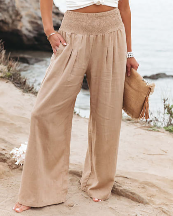 Casual Wide Leg Cotton and Linen Loose Pants