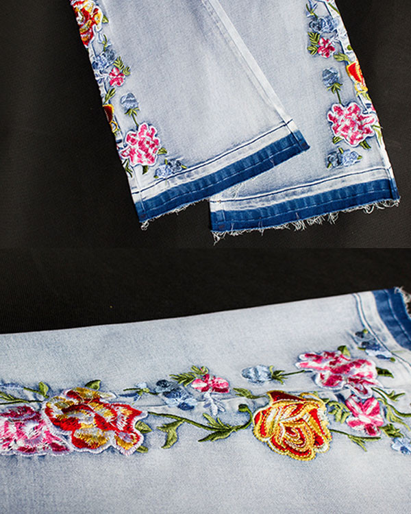 Women's Embroidered Floral Jeans