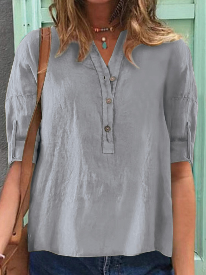 Short Sleeve Loose Linen Top