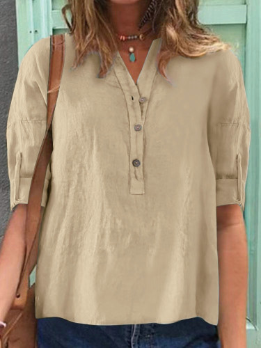 Short Sleeve Loose Linen Top