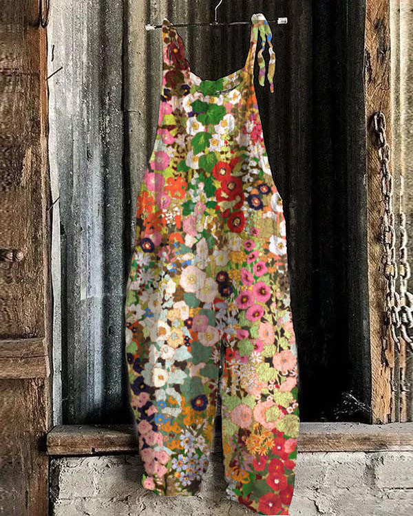 Women's Floral Print Loose Casual Jumpsuit