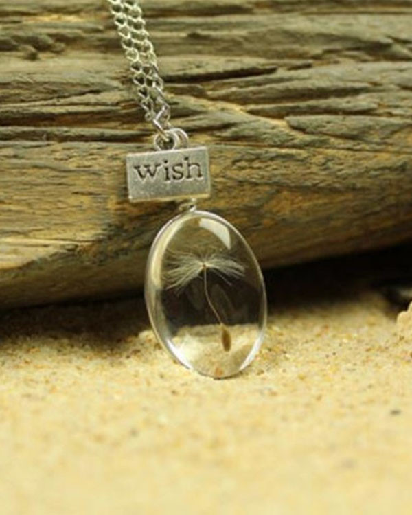Dandelion Time Gemstone Crystal Necklace