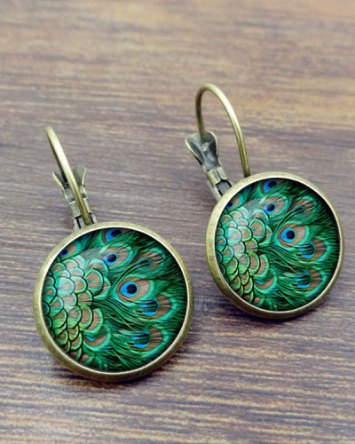 Peacock Time Stone Earrings