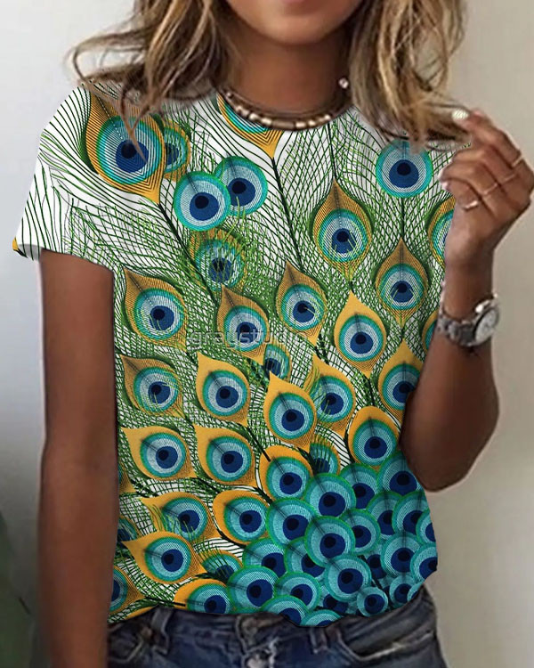 Women's Peacock Pattern Top