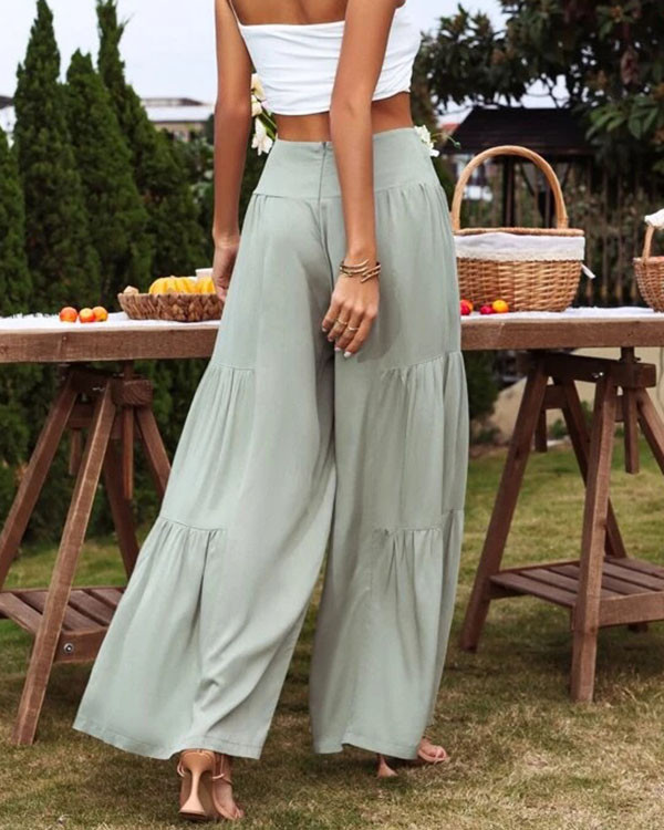 Casual Wide Leg Cotton High Waist Loose Pants