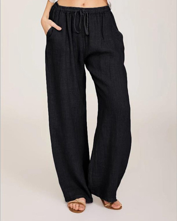 Casual Loose Linen Drawstring Elasticized Pants