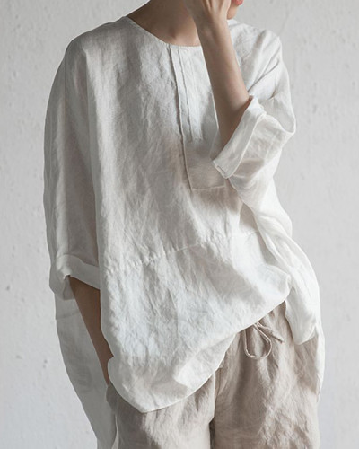 Comfortable Solid Linen Top