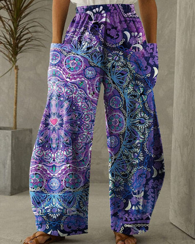 Women's Vintage Mandala Print Loose Pants