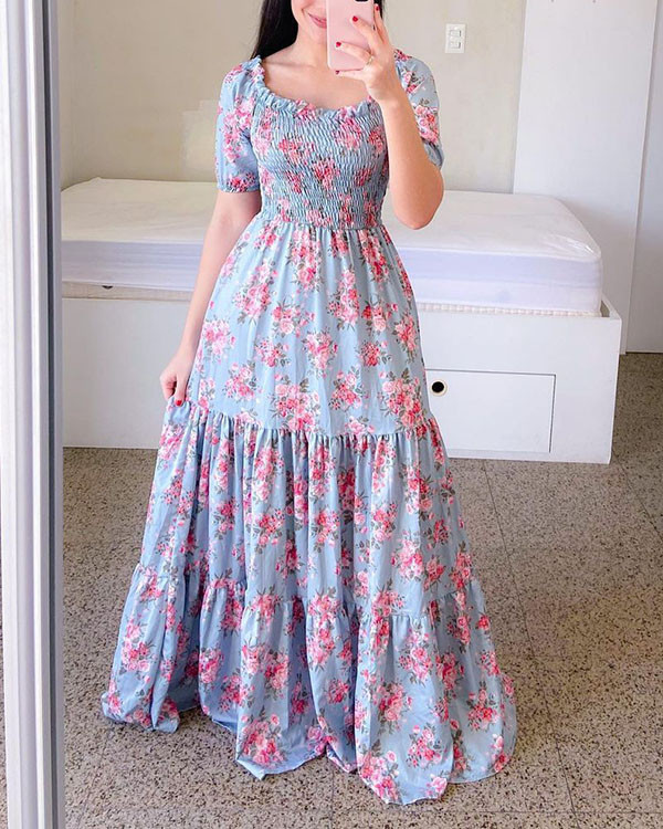 One-Shoulder Print Swing Dress