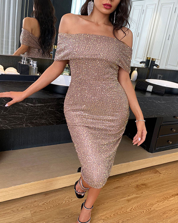 Sexy One-Shoulder Skinny Sequin Dress