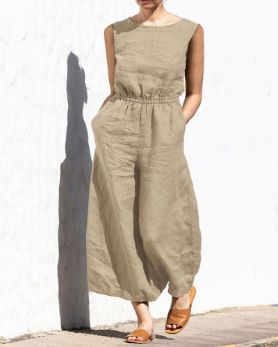 Casual Loose Temperament Solid Color Jumpsuit