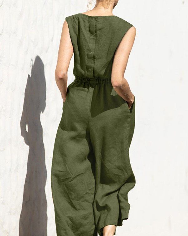 Casual Loose Temperament Solid Color Jumpsuit