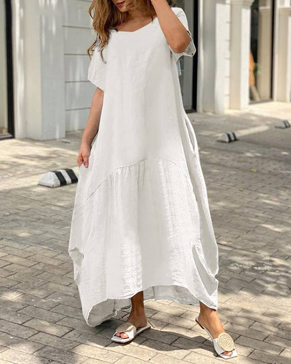 Casual Loose Plus Size Linen Maxi Dress