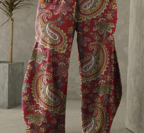 Women's Vintage Paisley Print Loose Pants