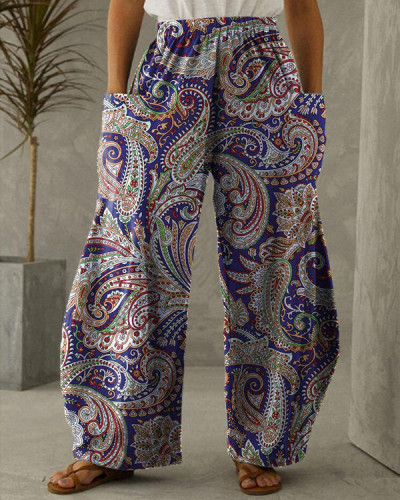 Women's Vintage Paisley Print Loose Pants