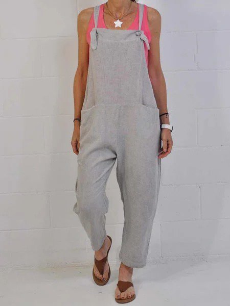 Casual Loose Solid Color Jumpsuit