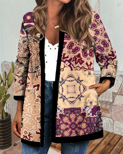 Mandala Print Loose Cardigan