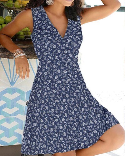 Print Sleeveless A-line Knee Length Casual/Vacation Dresses