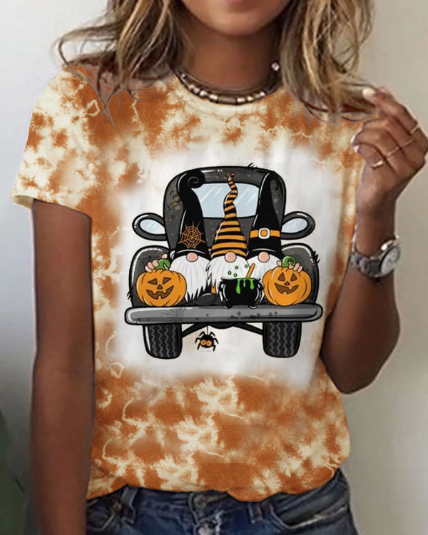 Women's Halloween Trick or Treat Print  Crew Neck T-shirt
