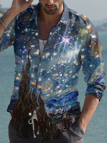 Oil Painting & Space Image Print Shirt