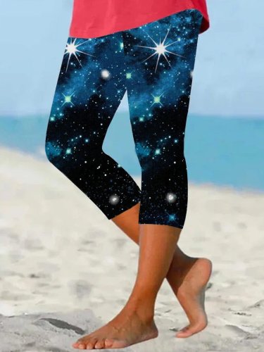 Women's Starry Sky Print Cropped Leggings