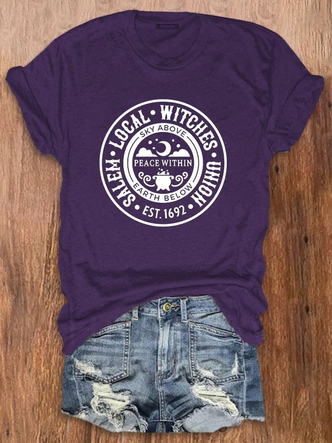 Women's Local Witches Union Salem Print Crew Neck T-Shirt
