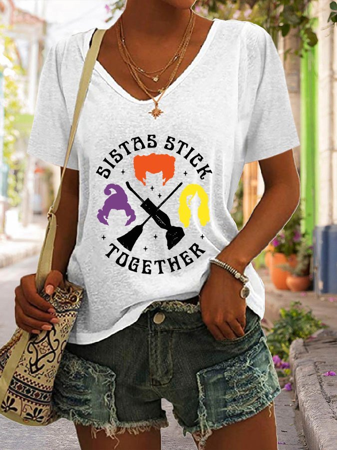 Sistas Stick Together Print Short Sleeve T-Shirt