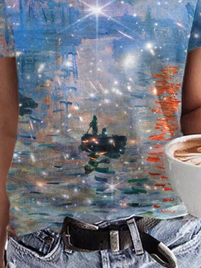 Oil Painting & Space Image T-Shirt